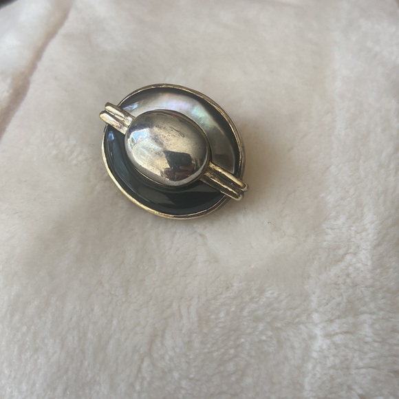 Designer KYL 925 sterling onyx mother of pearl earrings - Picture 2 of 5